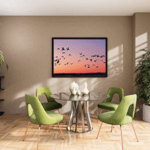 silhouette-birds-flying-lake-sunset