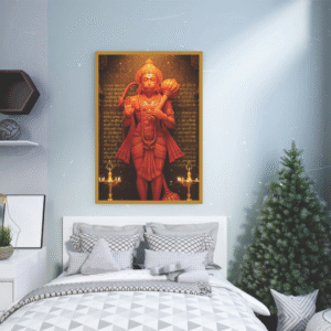 shree-hanuman-ji-orange-murti-spiritual-wall-poster-with-golden-deepak-lighting