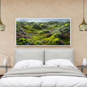 lush-green-mossy-hills-wildflowers-landscape-wall-art-frame