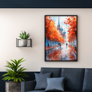 watercolor-cityscape-painting-wall-art-frame-autumn-street-view