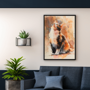 watercolor-cat-painting-wall-art-frame-cute-pet-decor