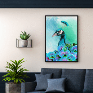 blue-peacock-bird-illustrated-canvas-print