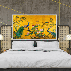 beautiful-peacock-painting-on-golden-background