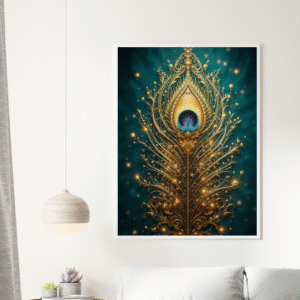 golden-peacock-feather-artwork-elegant-krishna-morpankh-design-in-teal-background