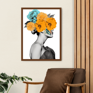 luxury-botanical-portrait-art-in-yellow-and-aqua-tones