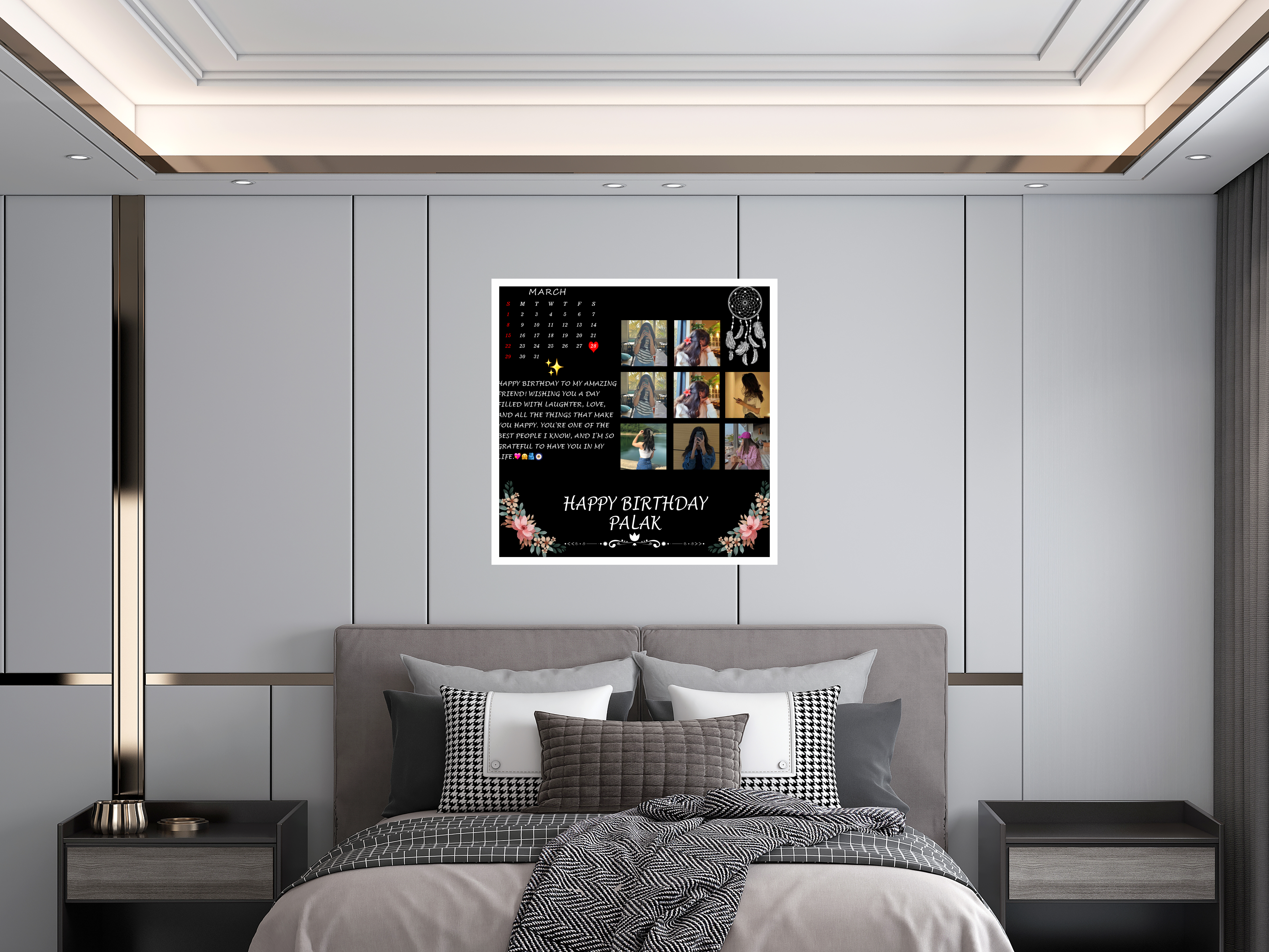 customized-birthday-photo-collage-frame-calendar-date-highlight-multi-photo-available-in-18x18-black-white-frame-personalized-birthday-gift-for-best-friend-sister-loved-ones